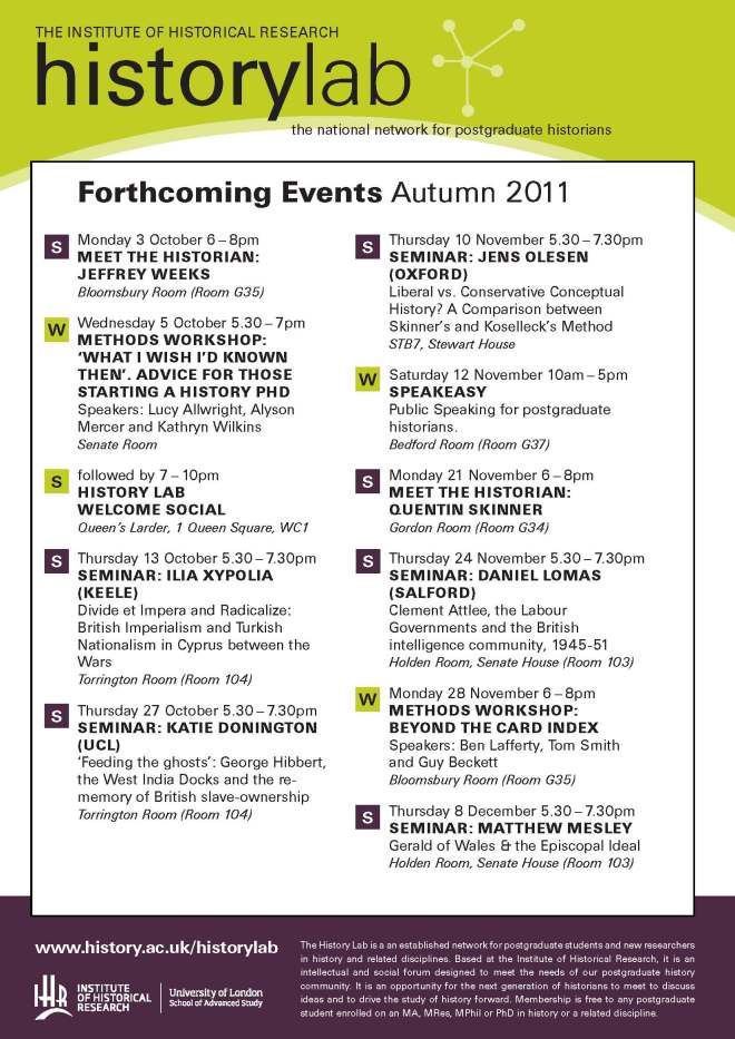 HistoryLab Autumn 2011 calendar